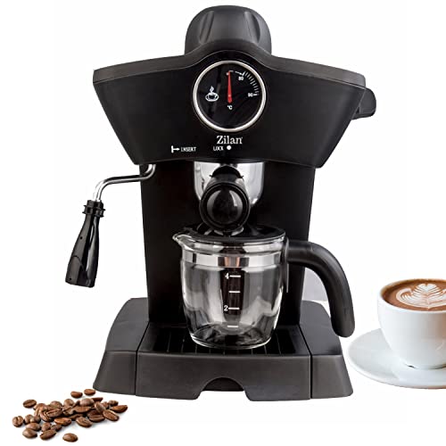 Zilan Espressomaschine mit Milchaufschäumer | Siebträgermaschine | Cappuccinomaschine | Siebträger Kaffeemaschine | 3,5 bar | Espresso Maschine | Cappuccino Maschine | Kaffee Maschine