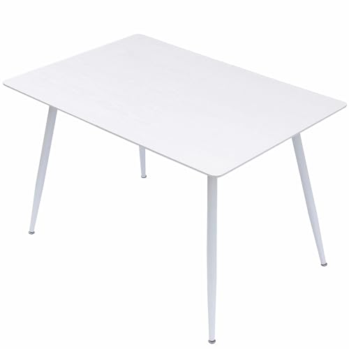 TRISENS Esstisch Emilia ausziehbar 120-150-180 x 80 cm 4-10 Personen Küchentisch mit Metallgestell für Küche, Esszimmer Holz Optik, Farbe:Weiß