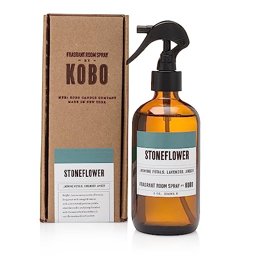 KOBO Stoneflower Raumspray, 237 ml, feinnebelnd, nicht-Aerosol-Raumspray, Sprühnebel und Leinenspray, langanhaltender Lufterfrischer, ganztägiger Duft für Schlafzimmer, Leinen, Zuhause, Büro,