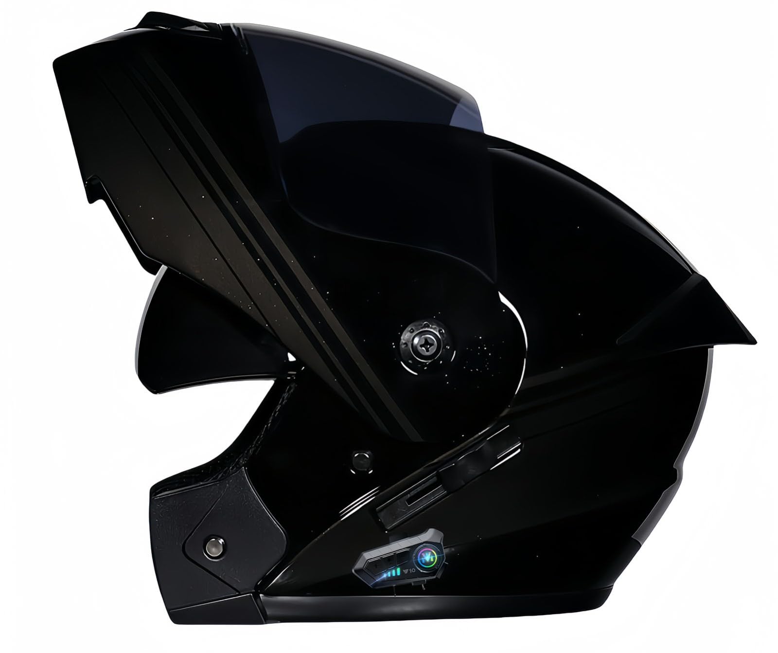 Bluetooth-Modularhelm Für Motorräder, Integralhelm Mit Klappfunktion, ECE-Geprüft, Leichtes Belüftungsdesign, Mit Doppelvisier Für Erwachsene Männer Und Frauen M,M56-57CM