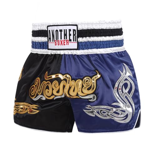 ARIASS Muay Thai Shorts, Fight MMA Kick Boxing Trunks, Gym BJJ Kampfsport Cage Grappling Cross-Training Herren Damen Bekleidungsausrüstung (Color : Black, Size : Large)