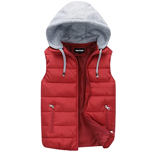 YOUTHUP Herren Steppweste mit Kapuze Leicht Winterweste Outdoor Dicke Freizeit Gilet Ärmellos Jacke Sport Weste