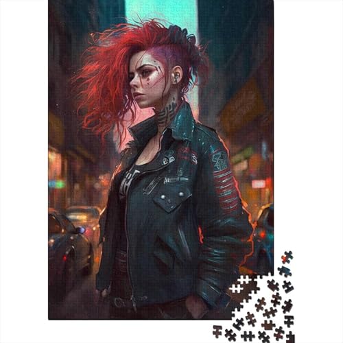 Punk Girl Puzzles für Erwachsene und Jugendliche von Art Jigsaw Puzzles für Erwachsene 1000 Teile Entspannungspuzzles-Spiele-Denksport (Größe 75x50cm)