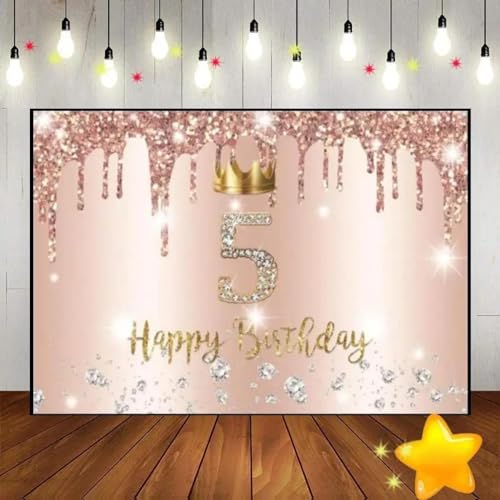 Alles Gute zum 5. Geburtstag Prinzessin Dekoration Hintergrund Party Junge oder Mädchen BabyPrinz Green Screen Süße Fotografie Hintergründe 350x230cm