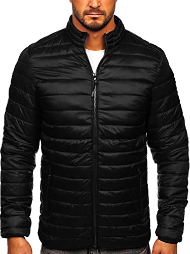 BOLF Herren Übergangsjacke Steppjacke Daunenjacke Sportjacke Freizeitjacke Reißverschluss Street Style J.STYLE LY33 Schwarz XXL [4D4]