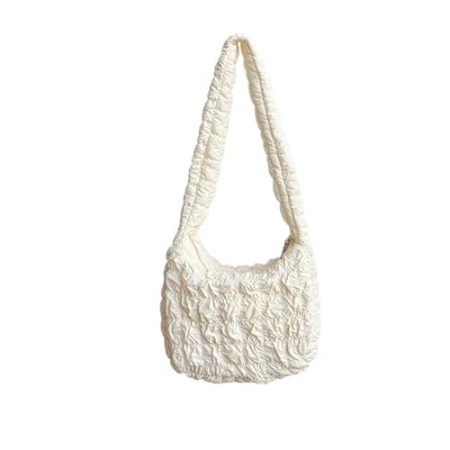 ohodhmnu Damen Tote Bag Gittermuster Umhängetasche Nylon Handtasche Frauen Große Kapazität Taschen Gepolstert Damen Gesteppte Einkaufstasche, Schwarz , no flower