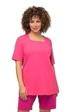 Ulla Popken Damen große Größen Übergrößen Plus Size T-Shirt, A-Linie, Carree-Ausschnitt, Halbarm rosarot 50+ 807286511-50+, 50-52