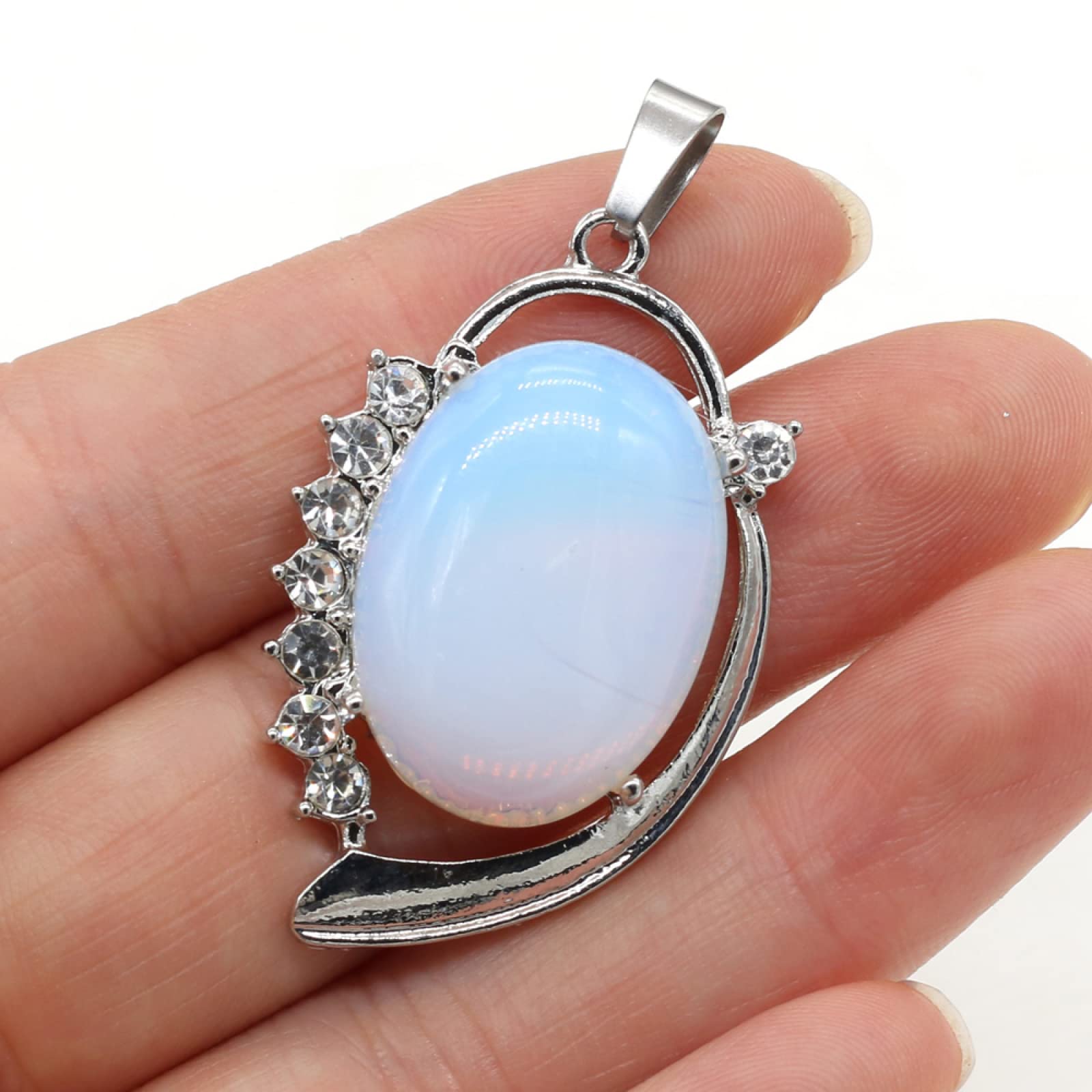 Naturstein-Anhänger Oval Lapislazuli Opal Kristall für die Schmuckherstellung Frauen Halskette Ohrringe,Opal