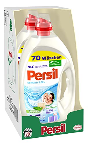 Persil Sensitive Gel (140 Waschladungen), ECARF-zertifiziertes Sensitive Waschmittel für Allergiker und sensible Haut, duftet nach Aloe Vera & natürlicher Seife, 20 °C - 95 °C