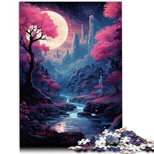 Puzzle für ein wunderschönes rosa Waldgemälde. Puzzle 1000 Teile. Holzpuzzle zum Stressabbau, Urlaub zu Hause, Zeit totschlagen, 1000 Teile (50 x 75 cm)