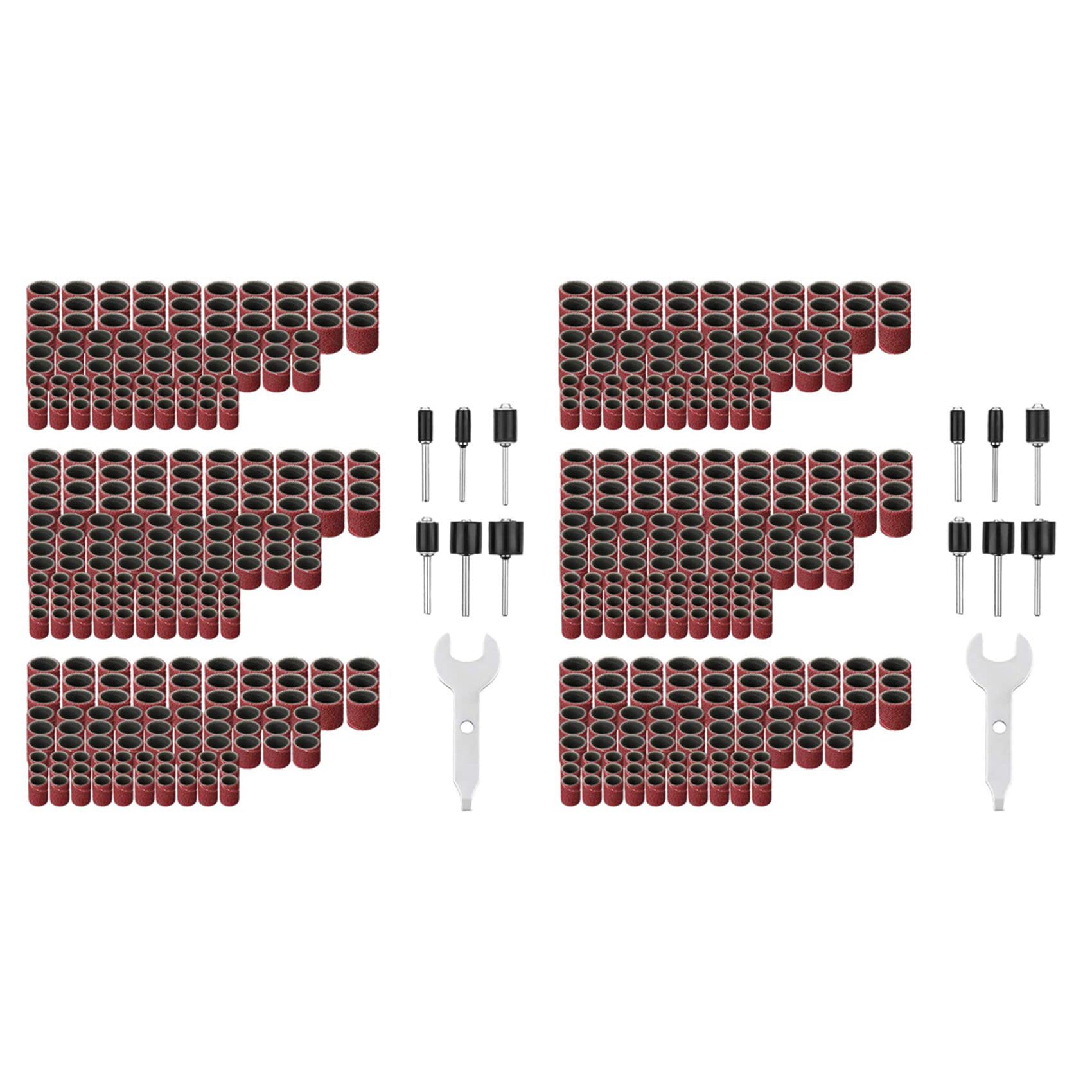 Uikdjgu 614-Tlg. Trommelschleifersatz Schleiftrommelsatz 300-Tlg. Schleifbandhülsen (80/120 / 240) 6-Tlg. Trommeldorne für -Drehwerkzeug (2,35 mm / 3,17 mm) 1 Maulschlüssel