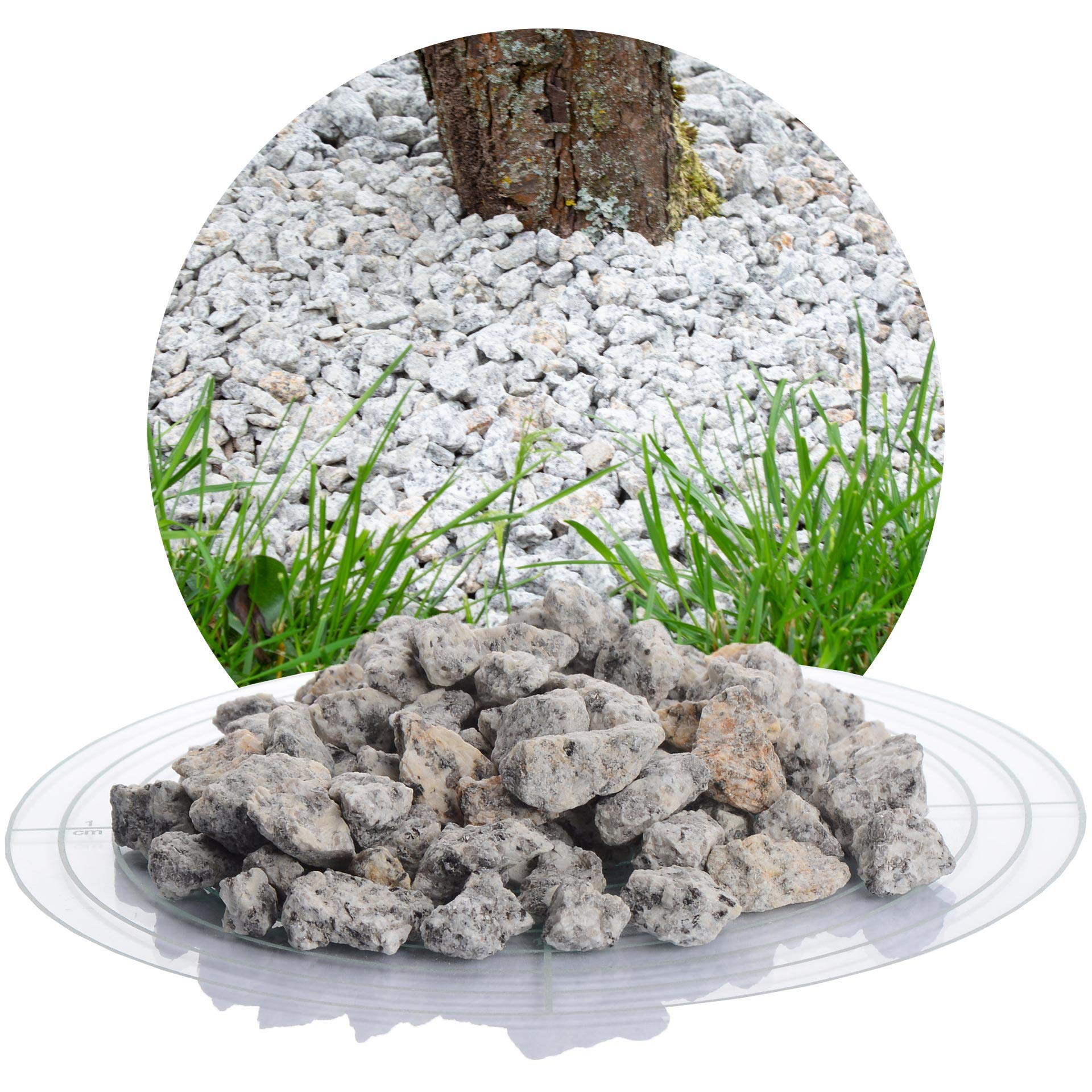 Schicker Mineral Granit Ziersplitt grau 25 kg in 8-16 mm und 16-32 mm, ideal zur Gartengestaltung, Salz und Pfeffer Granit Naturstein Splitt (8-16 mm)