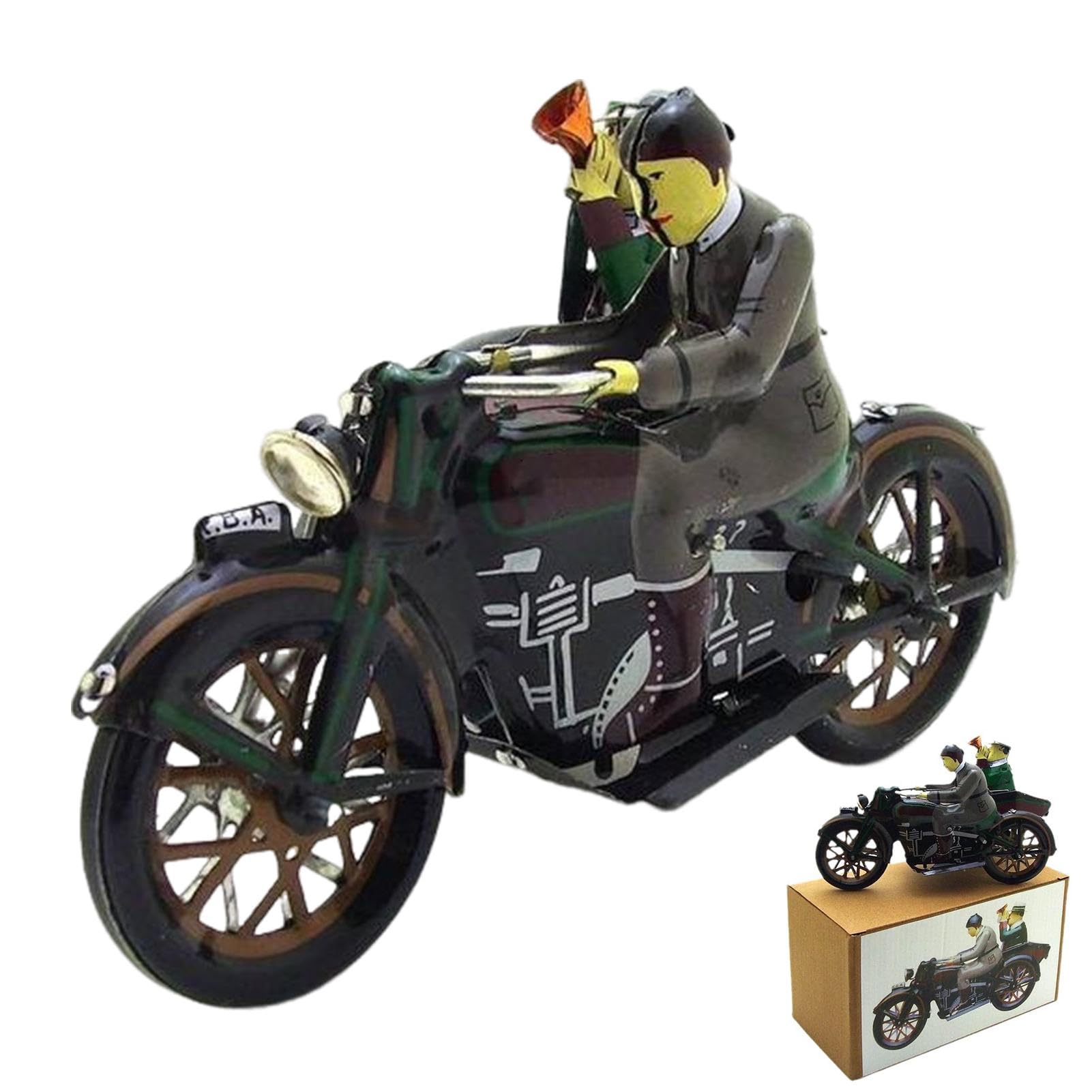 3-rädriges Motorradspielzeug, Motorrad-Aufziehspielzeug,Handgefertigte Motorrad-Ornamente zum Aufziehen | Vintage Weißblech-Ornament, Tischdekoration, Sammlerstück, Spielzeug für und Mädchen