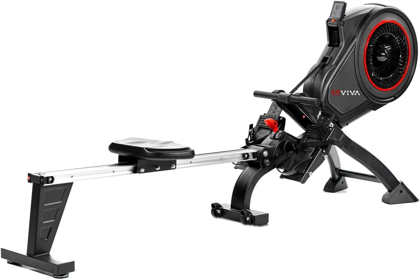 AsVIVA RA14 Rudergerät Magnetic Rower Cardio mit 13kg Schwungmasse, Magnetbremse mit 8 manuelle Widerstandsstufen, Multifunktionscomputer mit Pulsmessung