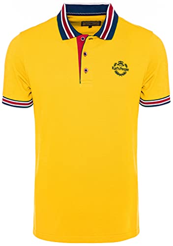 Karl´s People Kurzarm Poloshirt für Herren 100% Baumwolle by Carisma • Herren Polo Shirt mit Stickerei • Angenehmes Regular Fit Shirt für Büro und Freizeit K-129 4XL, Gelb