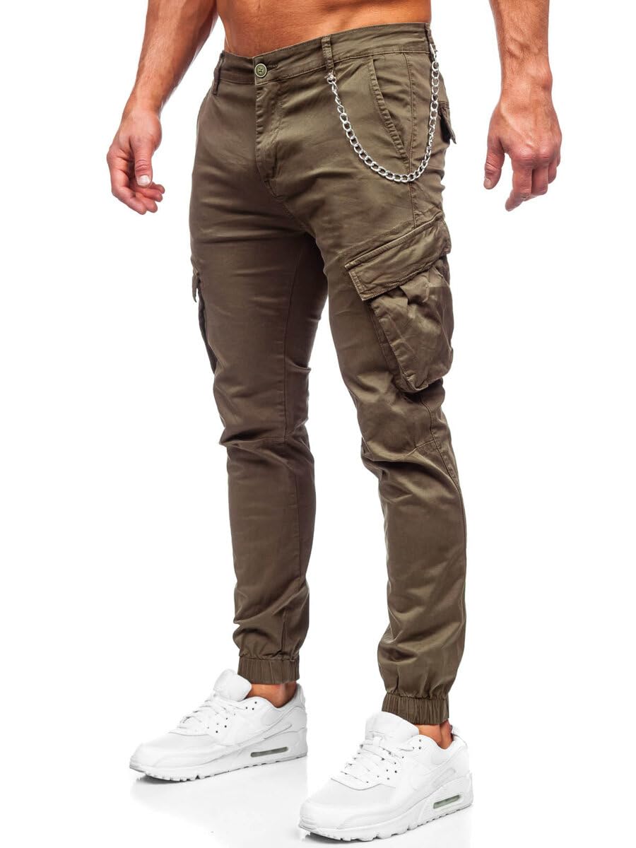 BOLF Herren Cargohose Stoffhose Wanderhose Outdoorhose Baumwollmischung Multi Taschen Arbeitshose Combat Tactical Hose Relaxed-Fit Trekkinghose SK850 Khaki S [6F6]