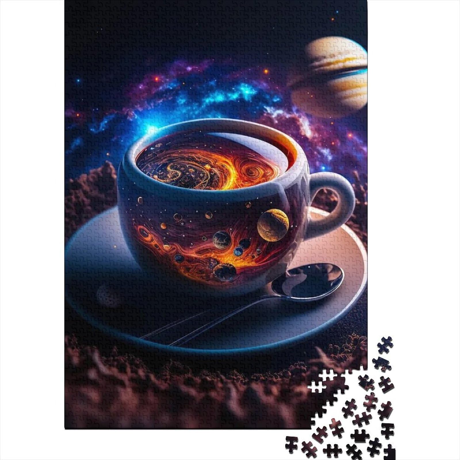 Cosmic Coffee Holzpuzzle für Erwachsene, Puzzle 1000 Teile, Puzzle für Erwachsene, Teenager, Puzzle für Erwachsene, Lernspiel, Herausforderungsspielzeug (Größe 29,53 x 19,69 Zoll)