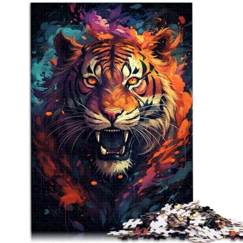 Spielgeschenk Puzzle Buntes Gemälde Tiger Puzzles für Erwachsene 1000-teiliges Holzpuzzle Interessantes Puzzle zur Stressreduzierung 1000 Stück (50 x 75 cm)