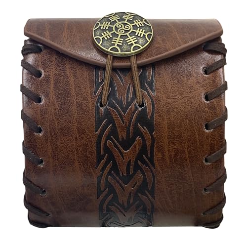 MDFCZXP Kunstleder Outdoor Mode Gürtel Umhängetasche Mittelalterliche Steampunk Handytasche Verstellbare Retro Oberschenkeltasche für Frauen und Männer,D,10cm