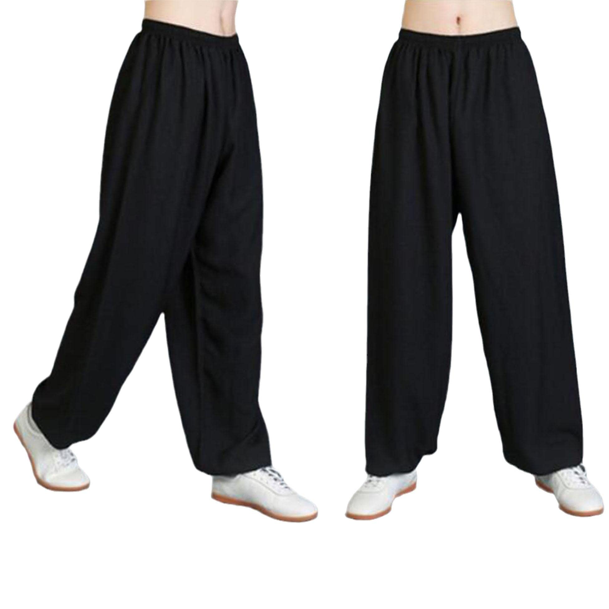 XRDSHY Tai Chi Trainingshose für Herren, aus Baumwollleinen, lockere Kampfsport-Trainingshose, Zen, Meditationshose, Taekwondo, Sanda, Bloomers, Schwarz, XL