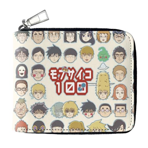 RYNDEX M-ob Psyc-ho 100 Geldtasche Anime, Spaß Süß Kawaii Kartenetui mit Münzfach, Kindergeldbörse für Ausweis Banknote Münze Foto(Color:Multicolor 3)