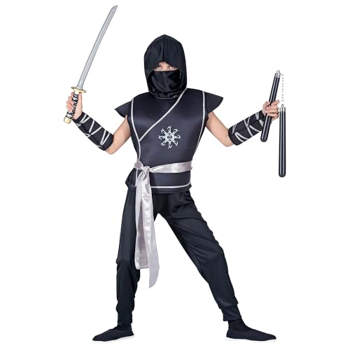 "NINJA" (vest with tabard, pants, belt, arm guards, mask) - (140 cm / 8-10 Years)