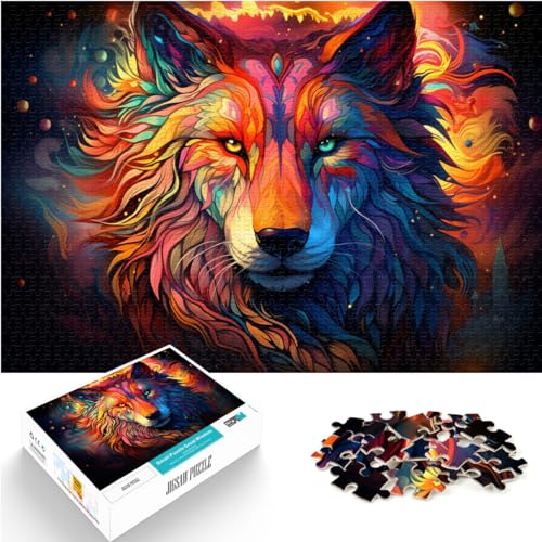 Spielgeschenk Puzzle Fantasiefarbener Wolf für Erwachsene, 1000-teiliges Puzzle, jedes Teil ist einzigartig – anspruchsvolles, unterhaltsames Familienspiel, 1000 Teile (50 x 75 cm)