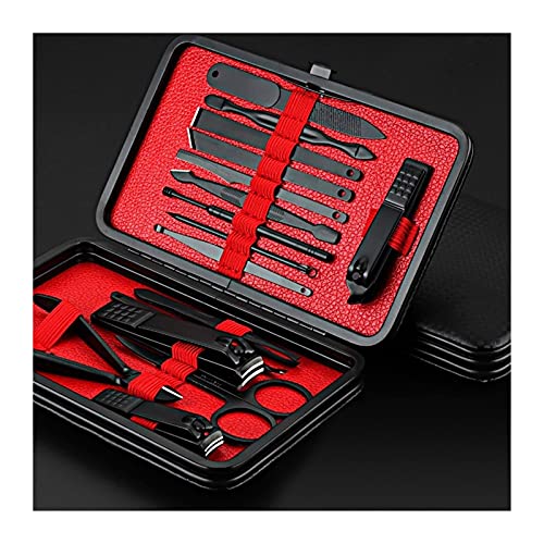 Fingernagelknipser-Set Professionelles schwarzes Nagelknipser-Set, 16-teilig, Edelstahl, Maniküre- und Pediküre-Trimmer, Schere, Beauty-Nägelschneider, Fingernagel-Werkzeuge Nagelpflegesets (Color :