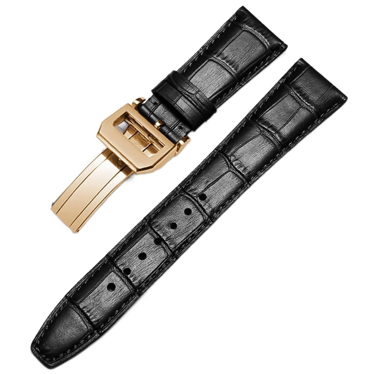 SCRUBY Beobachten Sie Armband für IWC Pilot Watches Portofino Portugieser Männer Strap Watch Accessorie Real Leder Uhren Band Uhrengürtelkette(Black-Gold Clasp2,21mm)