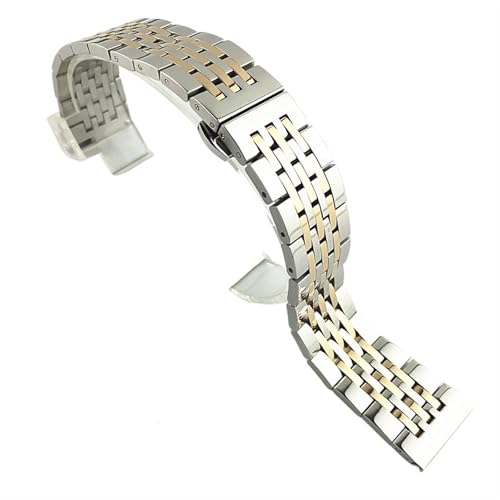 THBGTCNQ 2 in 1 gebogenes gerades Uhrenarmband aus Edelstahl, 16 mm, 18 mm, 20 mm, 22 mm, Uhrenarmband, Ersatzarmband(Silver RoseGold,16mm)