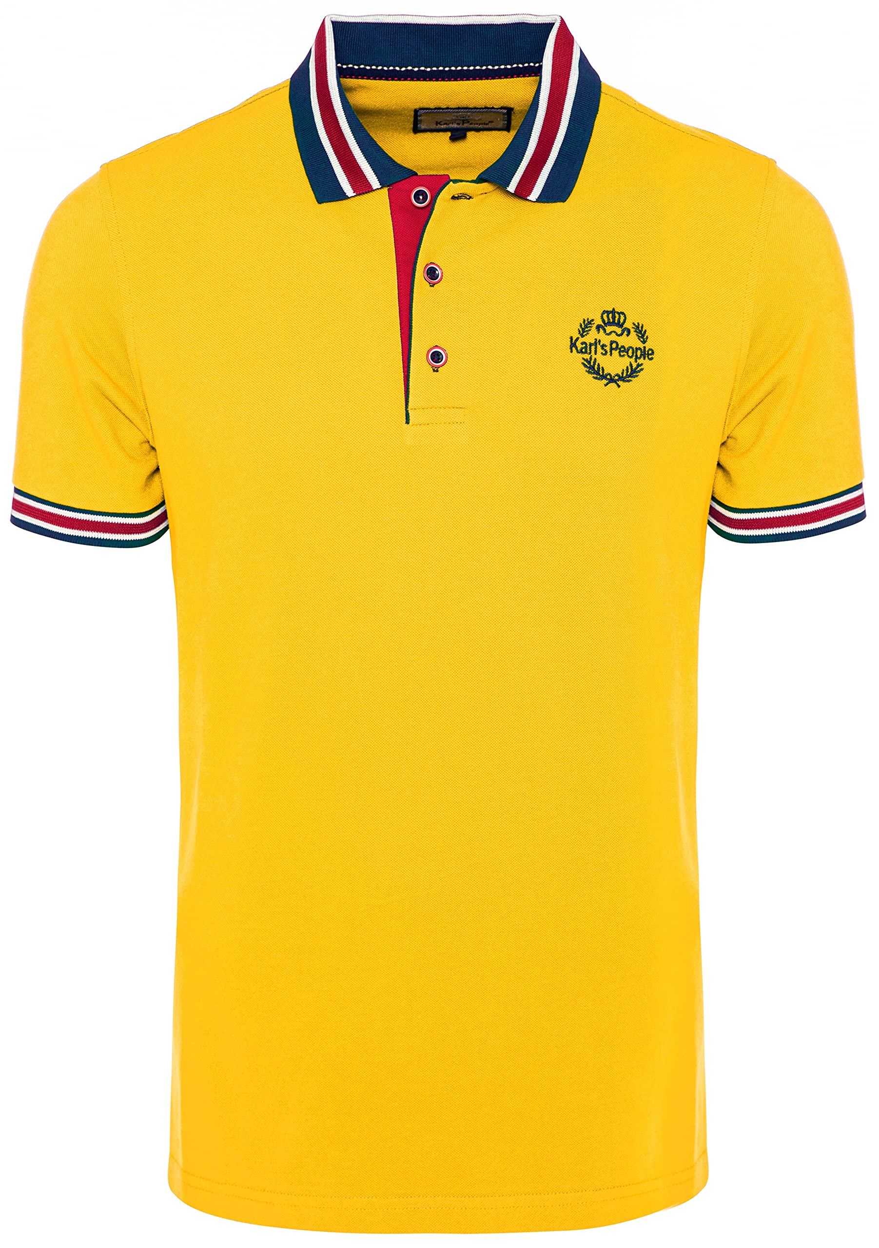 Karl´s People Kurzarm Poloshirt für Herren 100% Baumwolle by CARISMA • Herren Polo Shirt mit Stickerei • Angenehmes Regular Fit Shirt für Büro und Freizeit K-129 3XL, Gelb