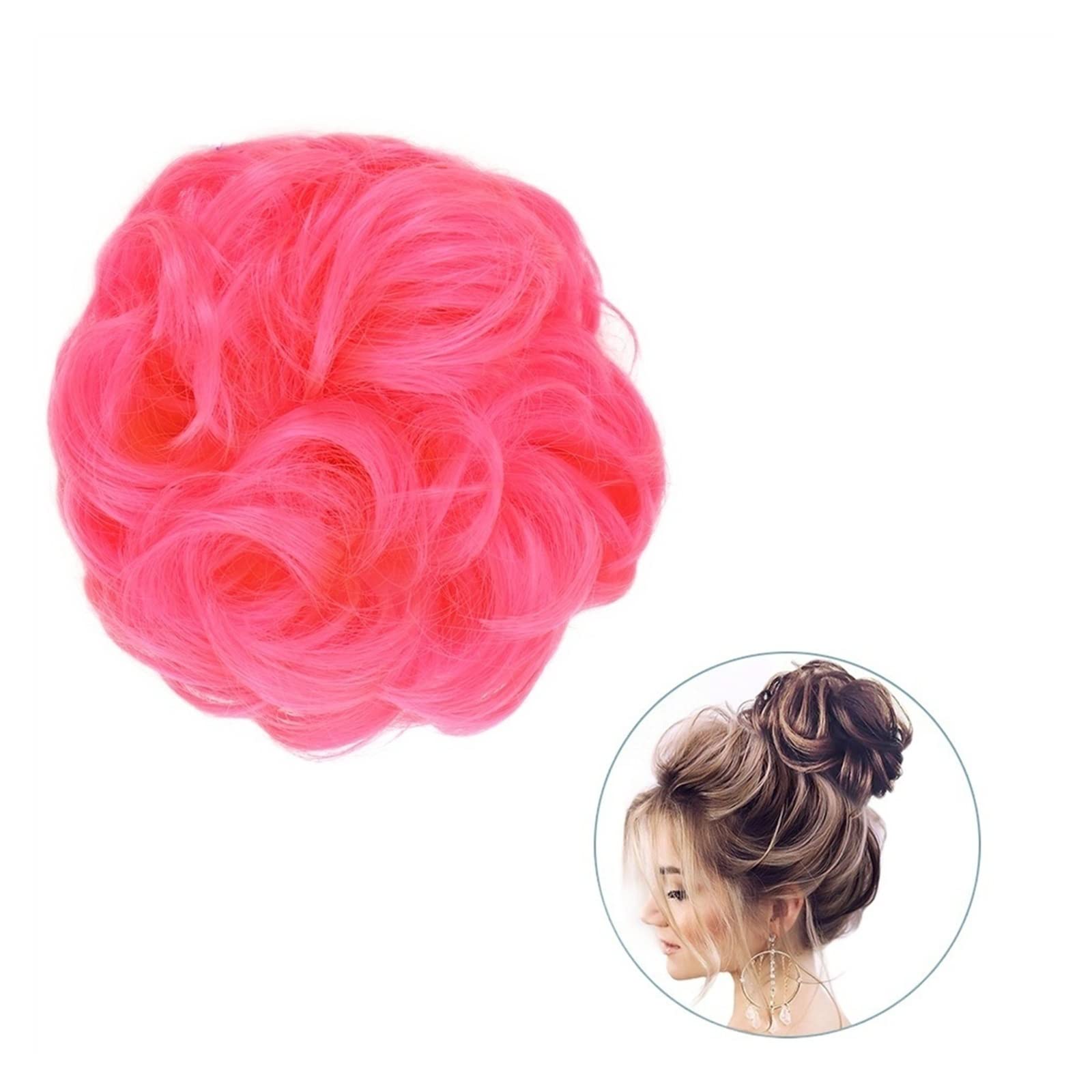 Bun Haarteile 1 Stück rund ums Haar, Pferdeschwanz, Donut-Haarknoten, Haarschmuck for Frauen, synthetischer, unordentlicher, lockiger, gewellter Scrunchie-Chignon mit Gummibandwickel Brötchen-Haarteil