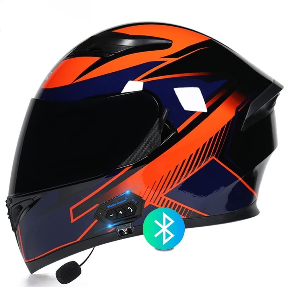 Integralhelm Motorradhelm Helm Motorrad Mopedhelm,mit Bluetooth-Headset,Unisex Offroad Integralhelm Schutzhelm, Cruiser Scooter Vespa Mofa-Helm DOT/ECE-Zertifiziert (Color : C, Größe : M=57-58cm)