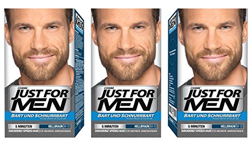 Just For Men Brush in Color Gelformel Bart Und Schnurrbart, hellbraun, 3er Pack, 1er Pack (1 x 28 g)