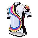 Hotlion Sommer Atmungsaktiv Radtrikot Damen Mountainbike Jersey Schnelltrocknend Fahrradshirt Kurzarm Radbekleidung - - Etikett L