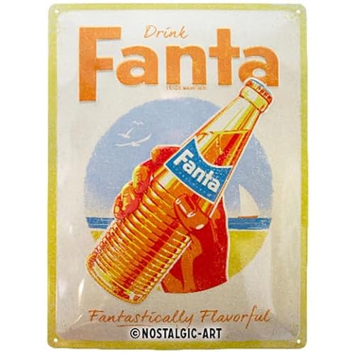 Nostalgic Art 23303 Fanta – Bottle Beach – Special Edition – Geschenk-Idee als Bar-Zubehör Retro Blechschild, aus Metall, Vintage-Design zur Dekoration