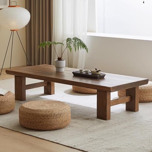 Japanischer Bodentisch, Massivholz-Teetisch, niedriger Tisch zum Sitzen und Essen auf dem Boden, Holz-Couchtisch, Chabudai-Möbel für Wohnzimmer, Empfangsräume (Walnussfarbe 47,3 * 23,7 * (Holzfarbe 4