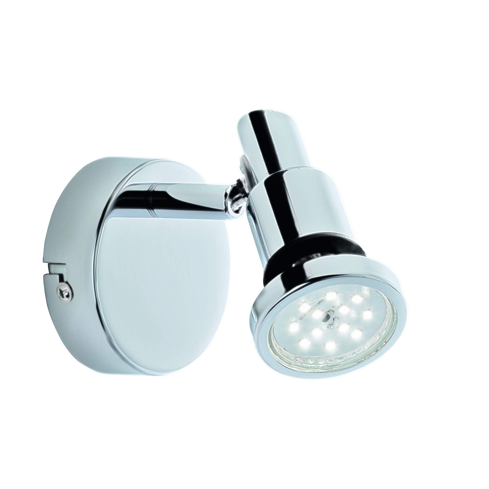 Briloner Leuchten - LED Spot, Wandspot, Badleuchte, Badlampe, IP44, Strahler dreh- und schwenkbar, 1x GU10, 4 Watt, 400 Lumen, 3.000 Kelvin, Chrom, 80x106mm (DxH), 2992-018