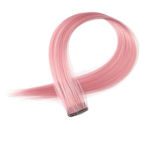 Clip-in-Haarverlängerungen Farbige Clip-in-Haarverlängerungen, 55,9 cm, Regenbogenfarben, lange, glatte Haarteile, Clip-in-Synthetik, Halloween, Cosplay, Mode, Party, Geschenk for Frauen und Mädchen C