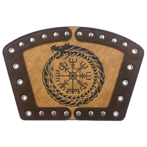 MDFCZXP Lederrüstung Armschiene mit Schnalle Federrüstung Steampunk Bogenschütze Handschuh Cosplay Cosplay Kostüm Wikinger 1 Paar,C,24cm