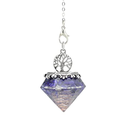 Natürlicher Kristallstein Orgon Pyramide Baum des Lebens Stein Anhänger Pendelkette für Energie Schmuck,Lapislazuli