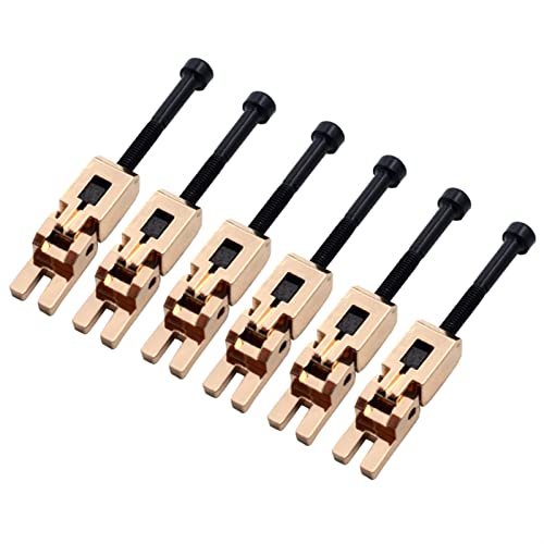 6 Stücke E-Gitarre Doppelverriegelung Systyem Gesperrte String Sattel Tremolo Bridge Schwarz/Chrom/Gold Tune-o-matic Steg (Color : Gold)