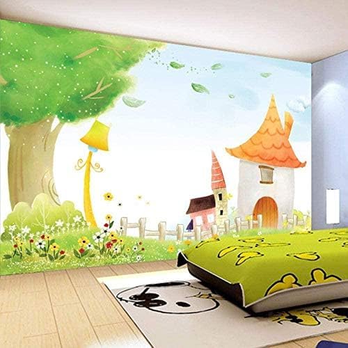 XLMING Kinderzimmer Rustikal Handbemaltes Cartoon-Schloss Kinderzimmer 3D Tapeten Home Esszimmer Sofa Schlafzimmer Wohnzimmer TV Hintergrund-300cm×210cm