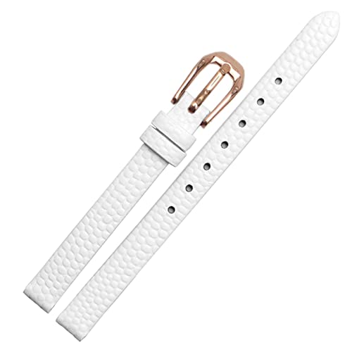 SCRUBY Echsendruck Cowide Lederwachband für Damen Ersatzwache weiß rote Ultra-dünner Gurt 6 8 10 12 14 16 mm kostenlose Lieferung(White Rose Gold,16mm)