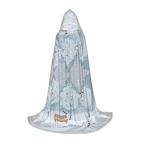 WURTON Kapuzenumhang mit Aufdruck "Birds In The Park On A Snowy Day", Unisex, Gothic-Umhang für Cosplay-Festlichkeiten