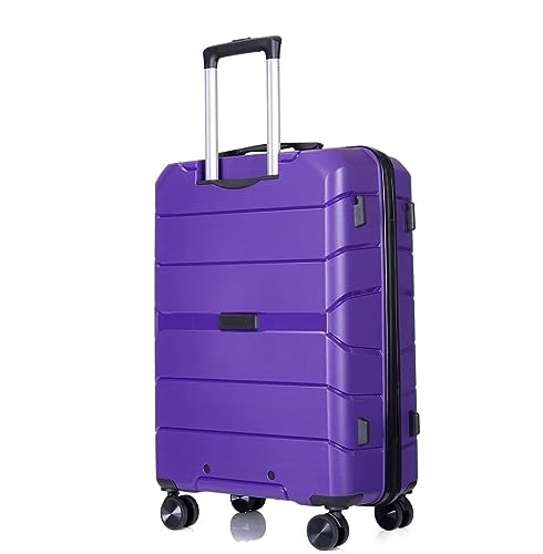 Koffer Trolley Reisekoffer Gepäck Mit Rollen, PP-Gepäcksets, Leichter Koffer Mit TSA-Schloss, Reisegepäck Koffer Gepäck Rollkoffer (Color : Purple, Size : 20in)