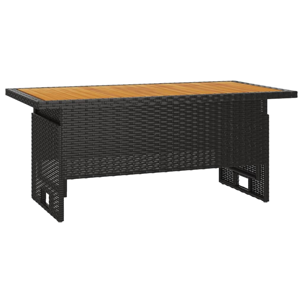 Makastle Glastisch Bistrotisch 100x50x43/63 cm Balkontisch mit Holztischplatte und Stahlgestell, Garten Esstisch Wetterfest Terrasse Balkon Beistelltisch Tisch, Schwarz