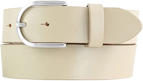 BELTINGER Damen-Gürtel aus Vollrindleder 4 cm | Jeans-Gürtel für Damen 40mm | Vollleder-Gürtel mit runder Gürtelschließe | Beige 80cm