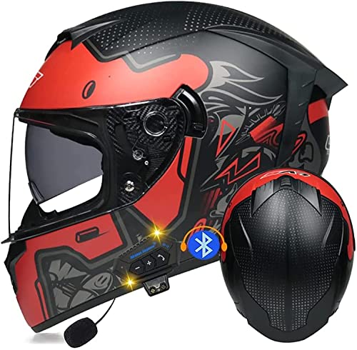 Motorrad Integrierter Bluetooth-Helm Motorrad-Klapphelm,ECE-Zugelassenen Modularen Klapphelmen Mit Doppelvisier Für Damen Herren Erwachsene,für Automatische Reaktion (Color : D, Größe : M=57-58cm)