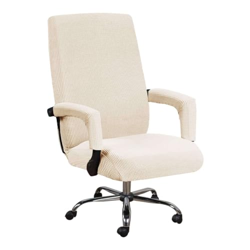 JHLD Spandex Bürostuhl Bezug, Stretch Bezug Für Bürostuhl Jacquard Drehstuhl Bezug Mit Reißverschlüssen Abnehmbare Waschbar Für Computer Chair-natürlich-Large